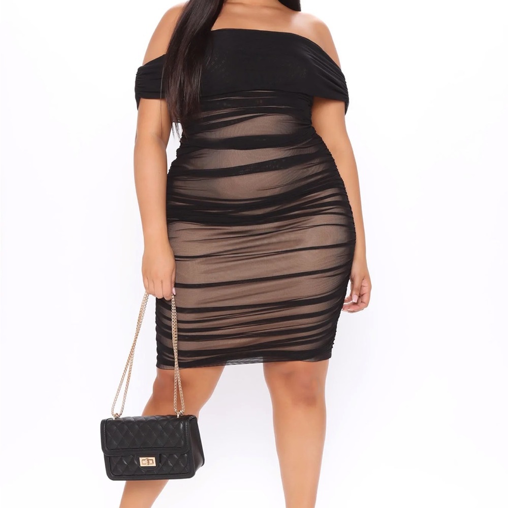 Black Mesh Midi Dress